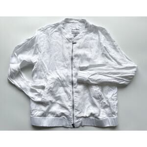 Women's Tommy Bahama White Linen Zip Up Bomber Jacket Size Small